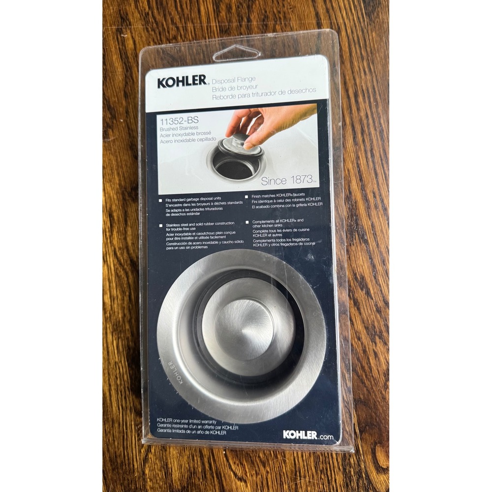 Kohler 11352-BS Disposal Flange w/ Stopper‎ Brushed Stainless New Sealed